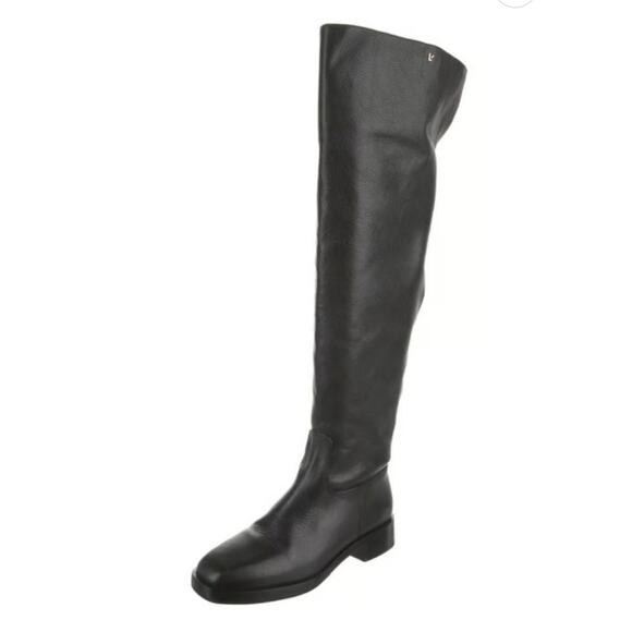 Larroudé Knee-High Equestrian Style Boots Black Leather Size 6.5 NWOB Inside Zip - Picture 2 of 16